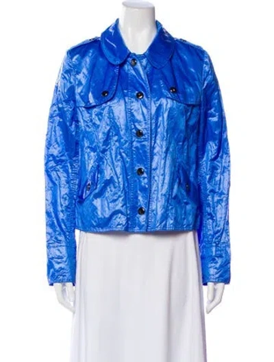 Pre-owned Per Se Printed Bomber Jacket In Blue