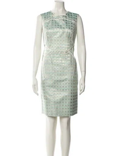 Pre-owned Per Se Printed Knee-length Dress In Green