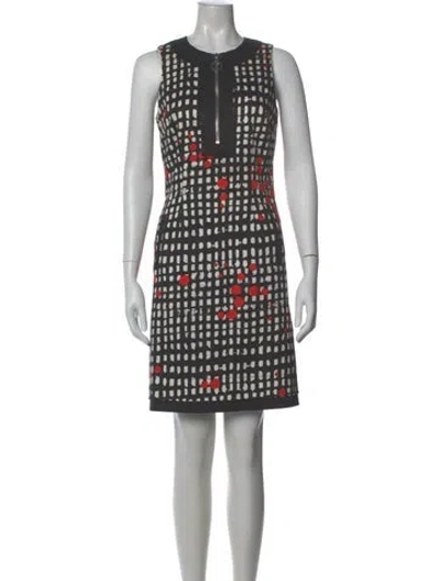 Pre-owned Per Se Printed Mini Dress In Gray
