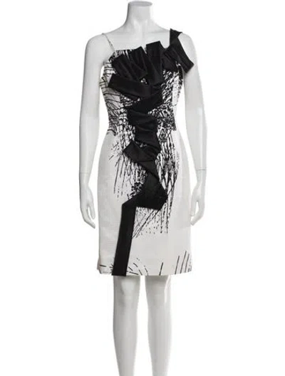 Pre-owned Per Se Printed Mini Dress In White