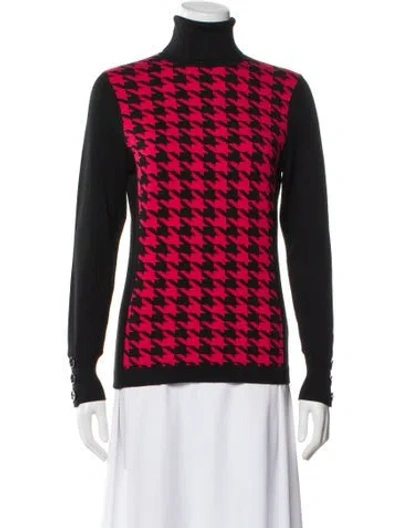 Pre-owned Per Se Printed Turtleneck Sweater In Red