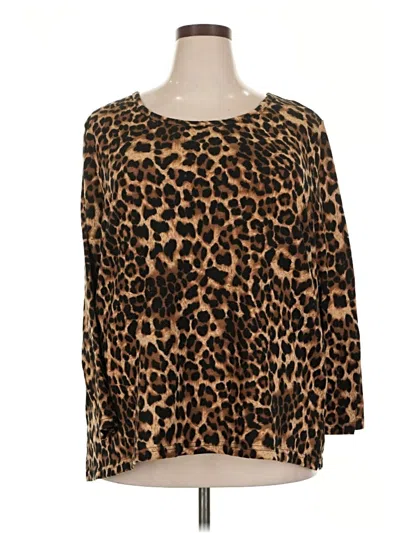 Pre-owned Per Se Pullover Sweater In Brown