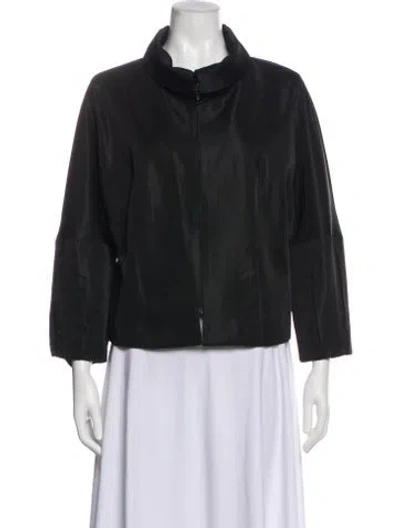 Pre-owned Per Se Satin Jacket In Gray