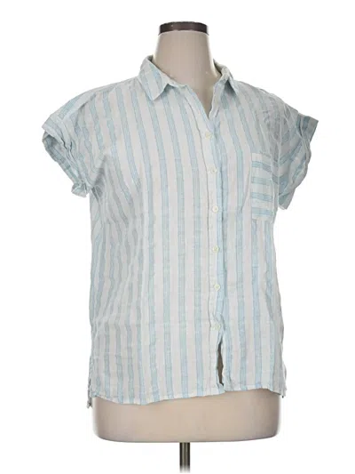 Pre-owned Per Se Short Sleeve Blouse In Blue