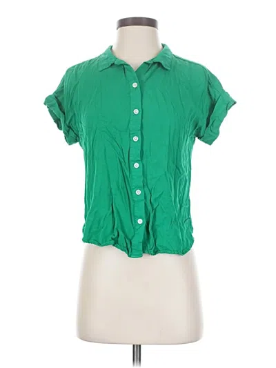 Pre-owned Per Se Short Sleeve Blouse In Green