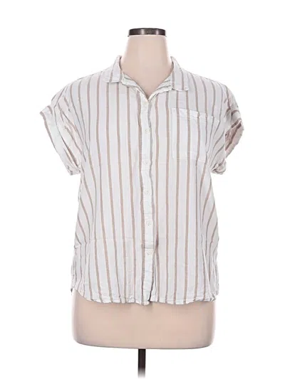 Pre-owned Per Se Short Sleeve Blouse In Ivory