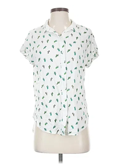 Pre-owned Per Se Short Sleeve Blouse In White
