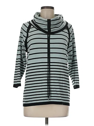 Pre-owned Per Se Silk Cardigan Sweater In Blue