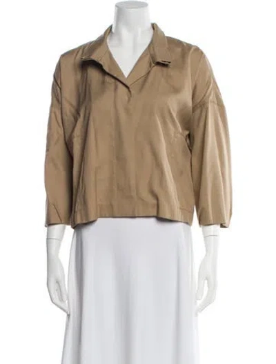 Pre-owned Per Se Silk Jacket In Brown