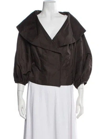 Pre-owned Per Se Silk Jacket In Brown