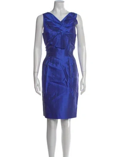 Pre-owned Per Se Silk Knee-length Dress In Blue