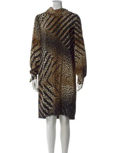 Pre-owned Per Se Silk Knee-length Dress In Brown