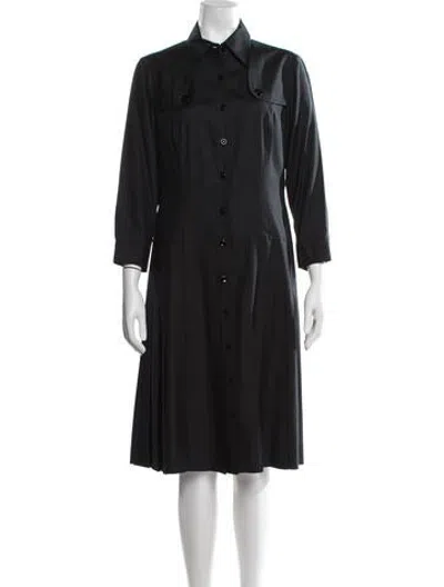 Pre-owned Per Se Silk Midi Length Dress In Black