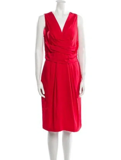 Pre-owned Per Se Silk Midi Length Dress In Red