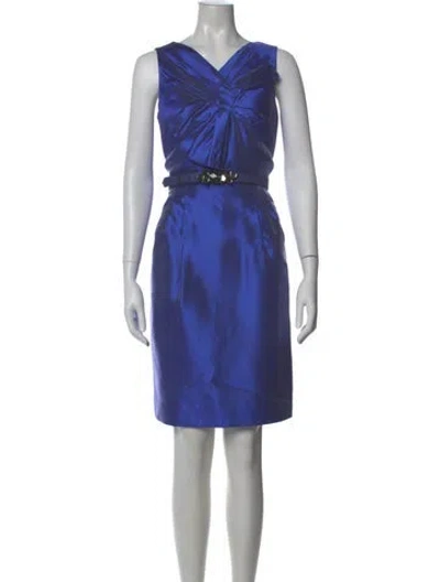 Pre-owned Per Se Silk Mini Dress In Blue