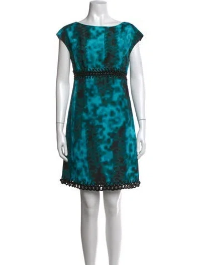 Pre-owned Per Se Silk Mini Dress In Blue/green
