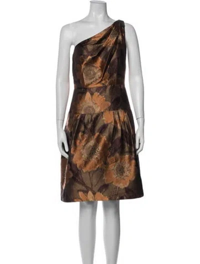 Pre-owned Per Se Silk Mini Dress In Brown