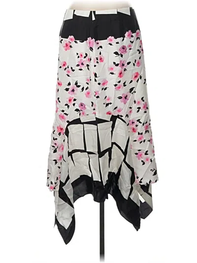 Pre-owned Per Se Silk Skirt In White