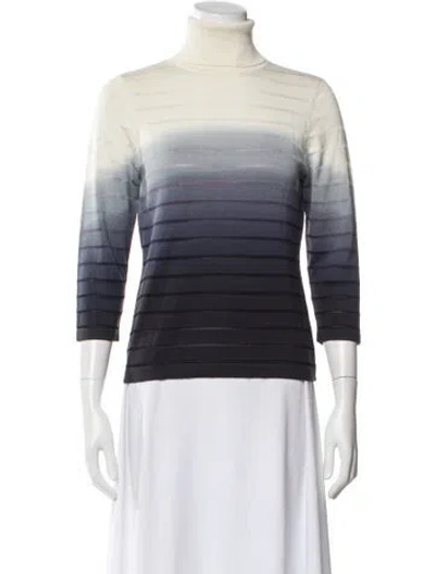 Pre-owned Per Se Silk Striped Sweater In Gray