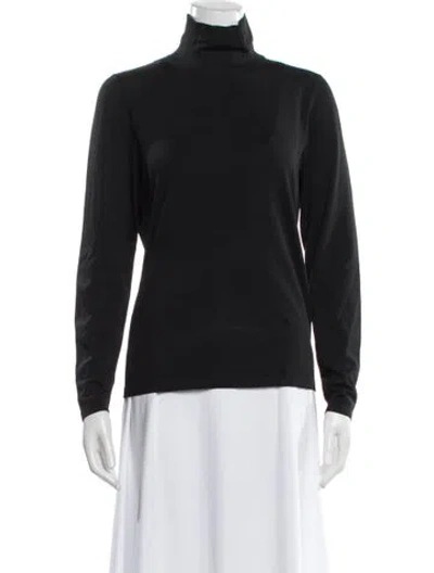 Pre-owned Per Se Silk Turtleneck Sweater In Black