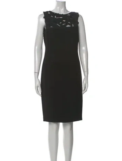 Pre-owned Per Se Square Neckline Knee-length Dress In Black