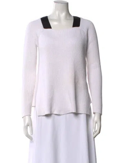 Pre-owned Per Se Square Neckline Sweater In White