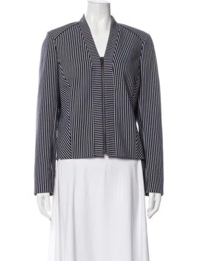 Pre-owned Per Se Striped Blazer In Blue