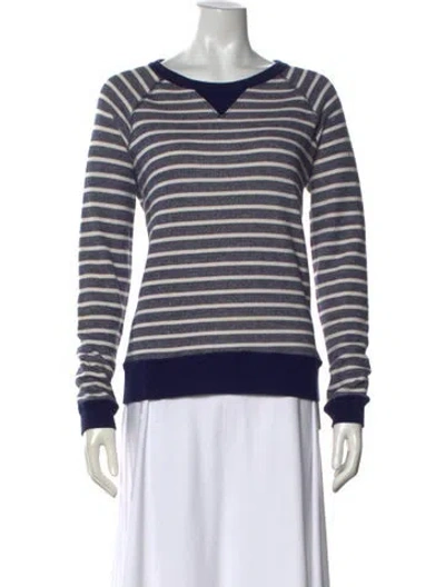 Pre-owned Per Se Striped Crew Neck Sweater In Blue
