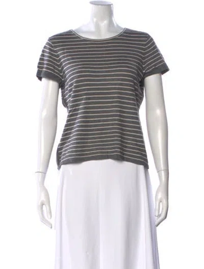 Pre-owned Per Se Striped Crew Neck Sweater In Gray