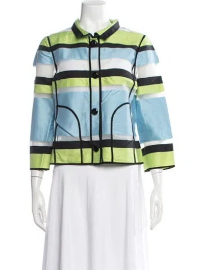 Pre-owned Per Se Striped Jacket In Blue