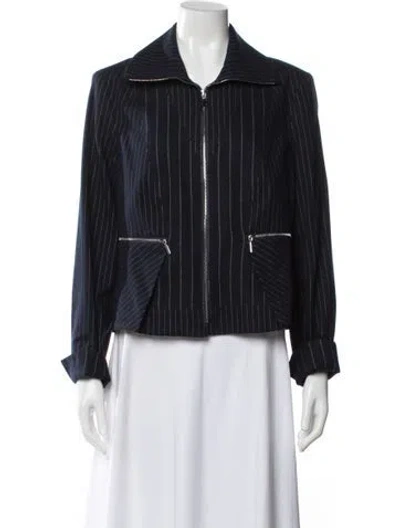 Pre-owned Per Se Striped Jacket In Blue