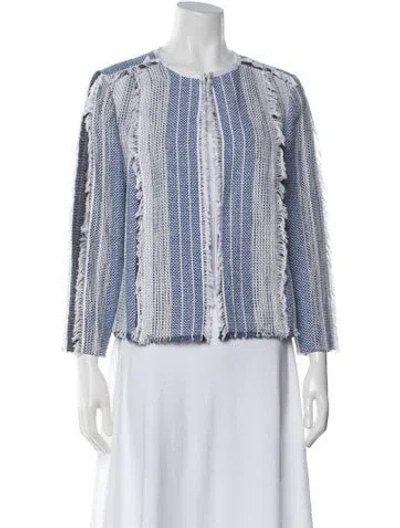 Pre-owned Per Se Striped Jacket In Blue