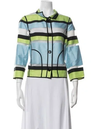 Pre-owned Per Se Striped Jacket In Blue