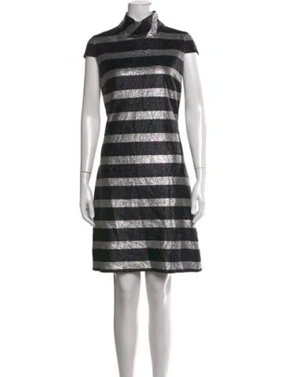 Pre-owned Per Se Striped Knee-length Dress In Black