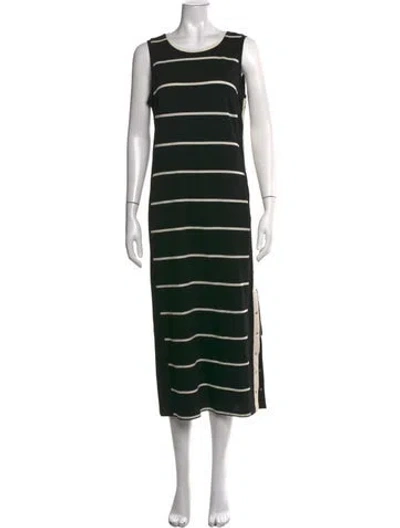 Pre-owned Per Se Striped Midi Length Dress In Black