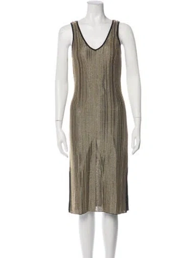 Pre-owned Per Se Striped Midi Length Dress In Multicolor