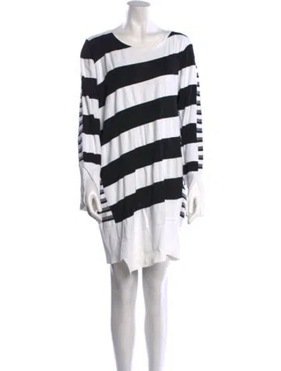 Pre-owned Per Se Striped Mini Dress In Black