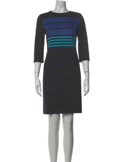 Pre-owned Per Se Striped Mini Dress In Gray