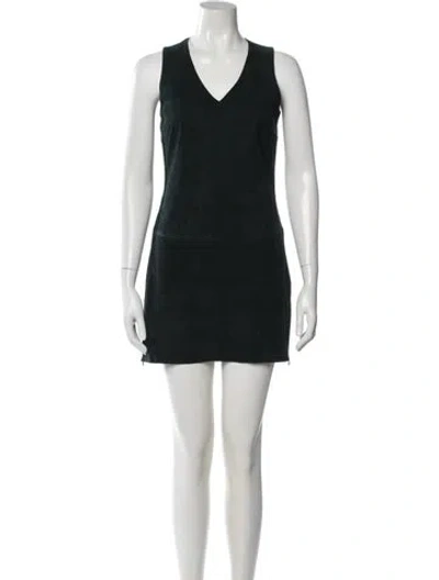 Pre-owned Per Se Suede Mini Dress In Green