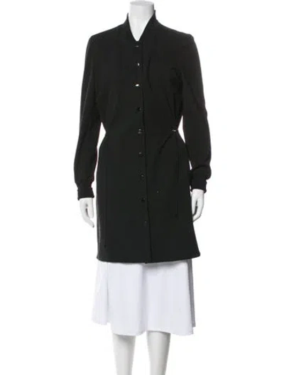 Pre-owned Per Se Trench Coat In Black