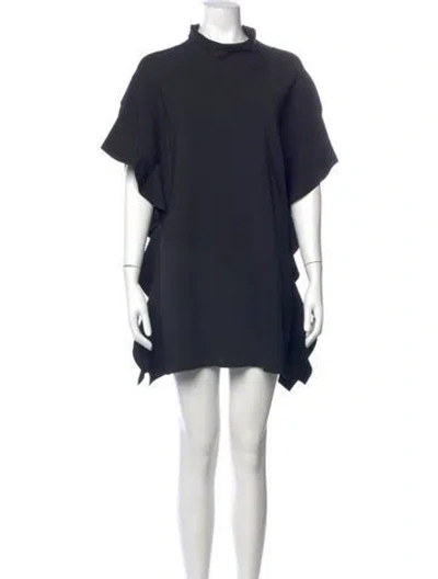 Pre-owned Per Se Turtleneck Mini Dress In Blue