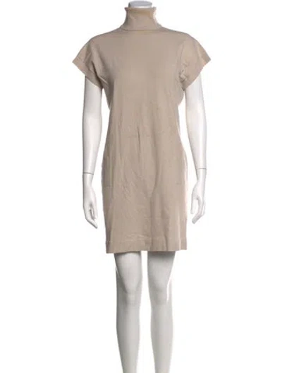 Pre-owned Per Se Turtleneck Mini Dress In Neutral