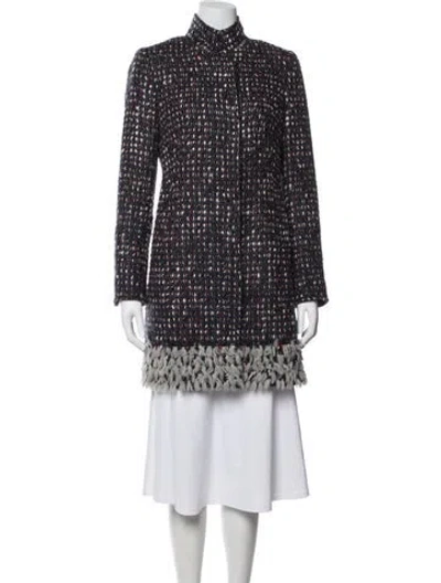 Pre-owned Per Se Tweed Pattern Coat In Blue