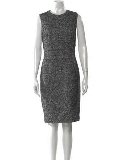 Pre-owned Per Se Tweed Pattern Knee-length Dress In Gray