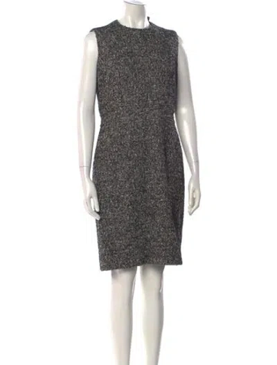 Pre-owned Per Se Tweed Pattern Knee-length Dress In Gray