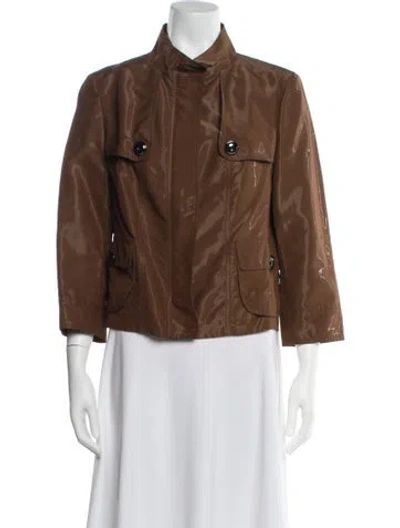 Pre-owned Per Se Utility Jacket In Brown