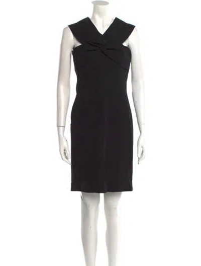 Pre-owned Per Se V-neck Knee-length Dress In Black