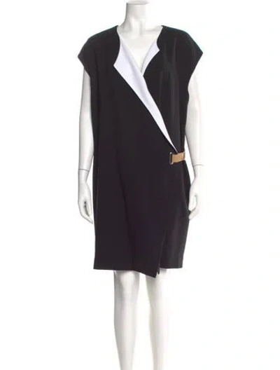 Pre-owned Per Se V-neck Knee-length Dress In Black