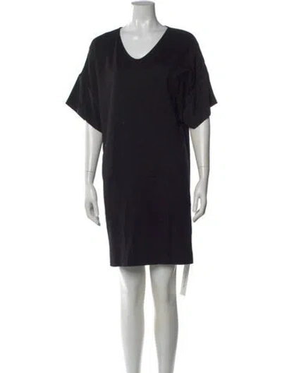 Pre-owned Per Se V-neck Knee-length Dress In Black