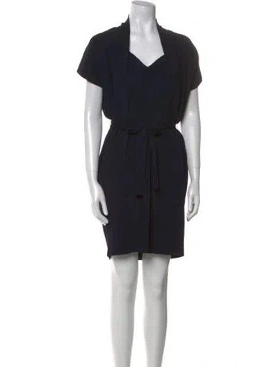 Pre-owned Per Se V-neck Mini Dress In Black